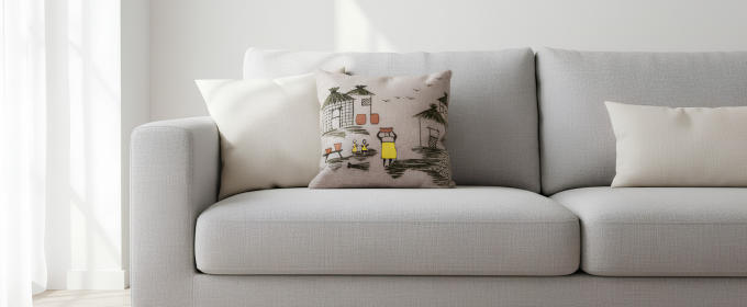 African Warli Throw Pillow (Cover + Insert) @HOG - Home, Office, Garden, Online Marketplace