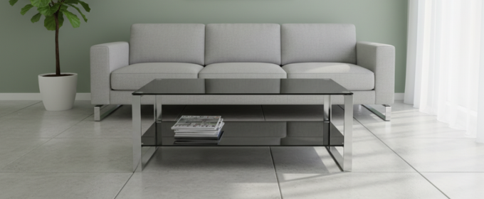 Modern Black Glass Coffee Table with Chrome Frame @HOG - Home, Office, Garden, Online Marketplace