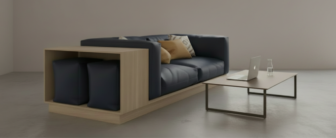 Modular Sofa with Square Pouffe @HOG - Home, Office, Garden, Online Marketplace