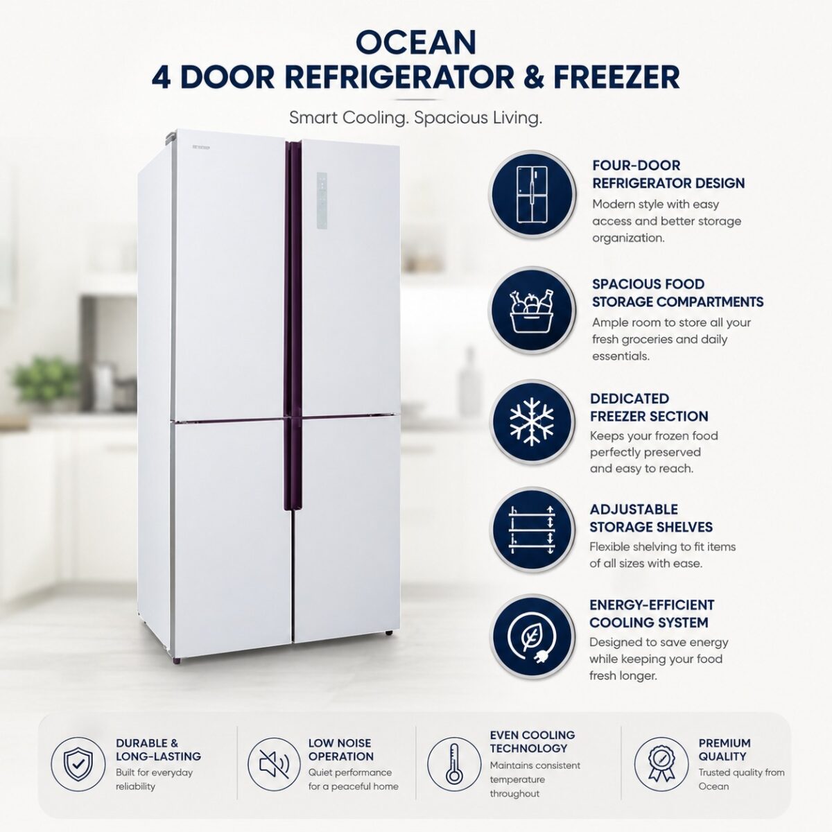 Ocean 4 Door Refrigerator & Freezer Order Now @HOG Online Marketplace