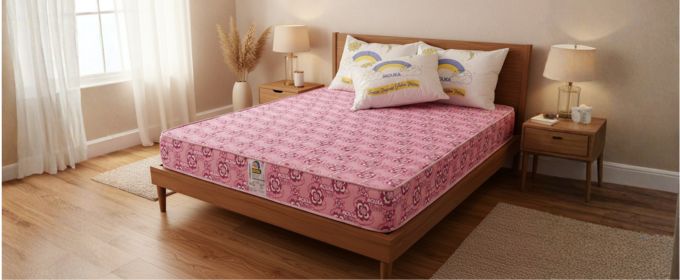 Super Flora - 757220 Mouka Mattress with 3 Pillows - L 6ft x W 6ft x H 20"(Lagos Only) @HOG - Home Office Garden Online Marketplace