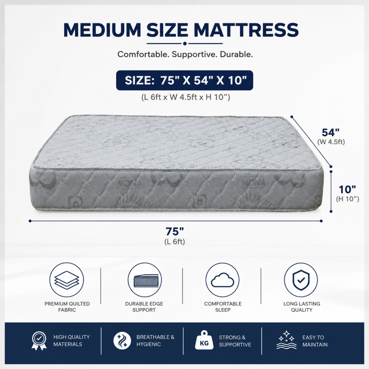 Flora Premier-755410 Mouka Mattress- L 6ft x W 4.5ft x H 10"(Lagos Only) @HOG - Home Office Garden Online Marketplace