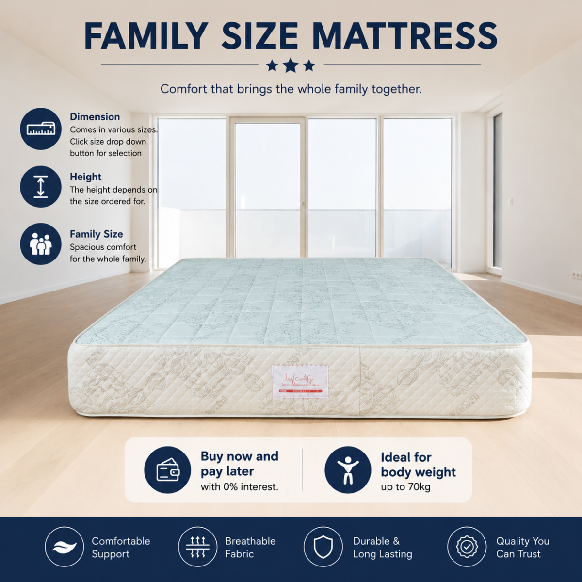 Royal Infinity Spring JACQUARD-Supersoft -Fully Quilted Mattress [75 x 84 x 12"] [6ft x 7ft x 12inches] (Lagos Only) @HOG - Home Office Garden Online Marketplace