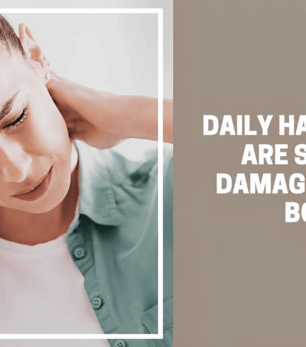 Illustration showing unhealthy daily habits that can negatively affect the body over time.