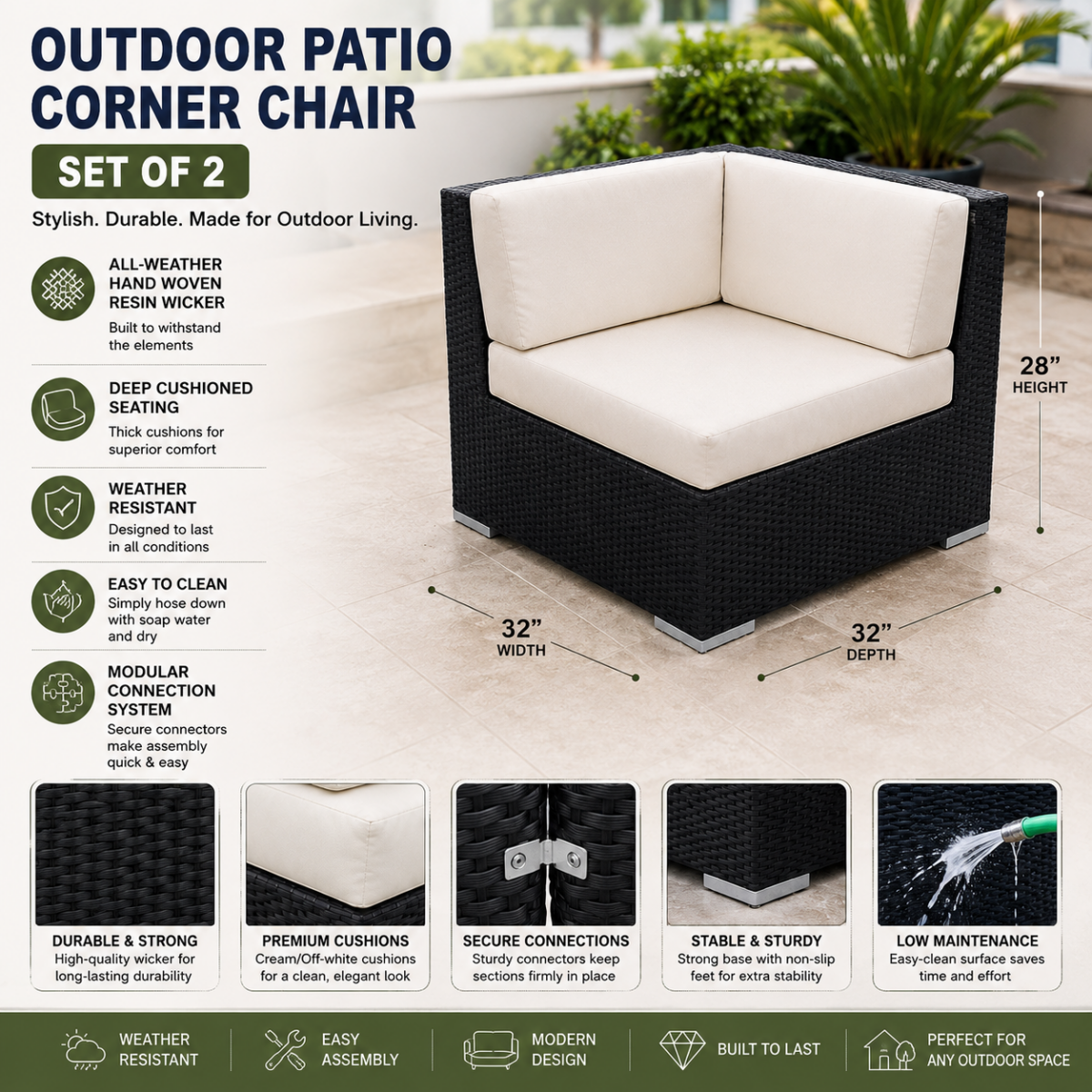 Outdoor Patio Rattan Furniture - Corner Chair @HOG - Home, Office, Garden, Online Marketplace