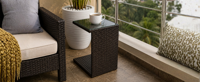 C-Shape Rattan Side Table @HOG - Home, Office, Garden, Online Marketplace