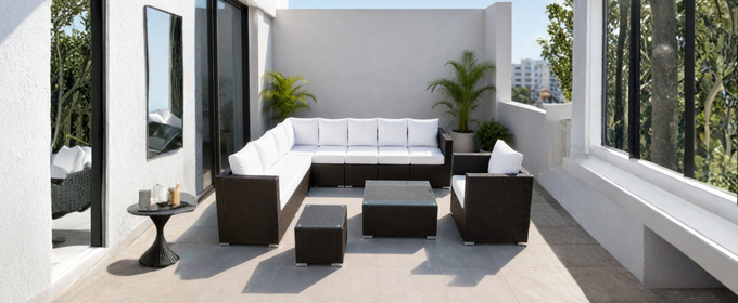 Dark Brown Wicker Rattan Set 8 Seater @HOG - Home, Office, Garden, Online Marketplace 